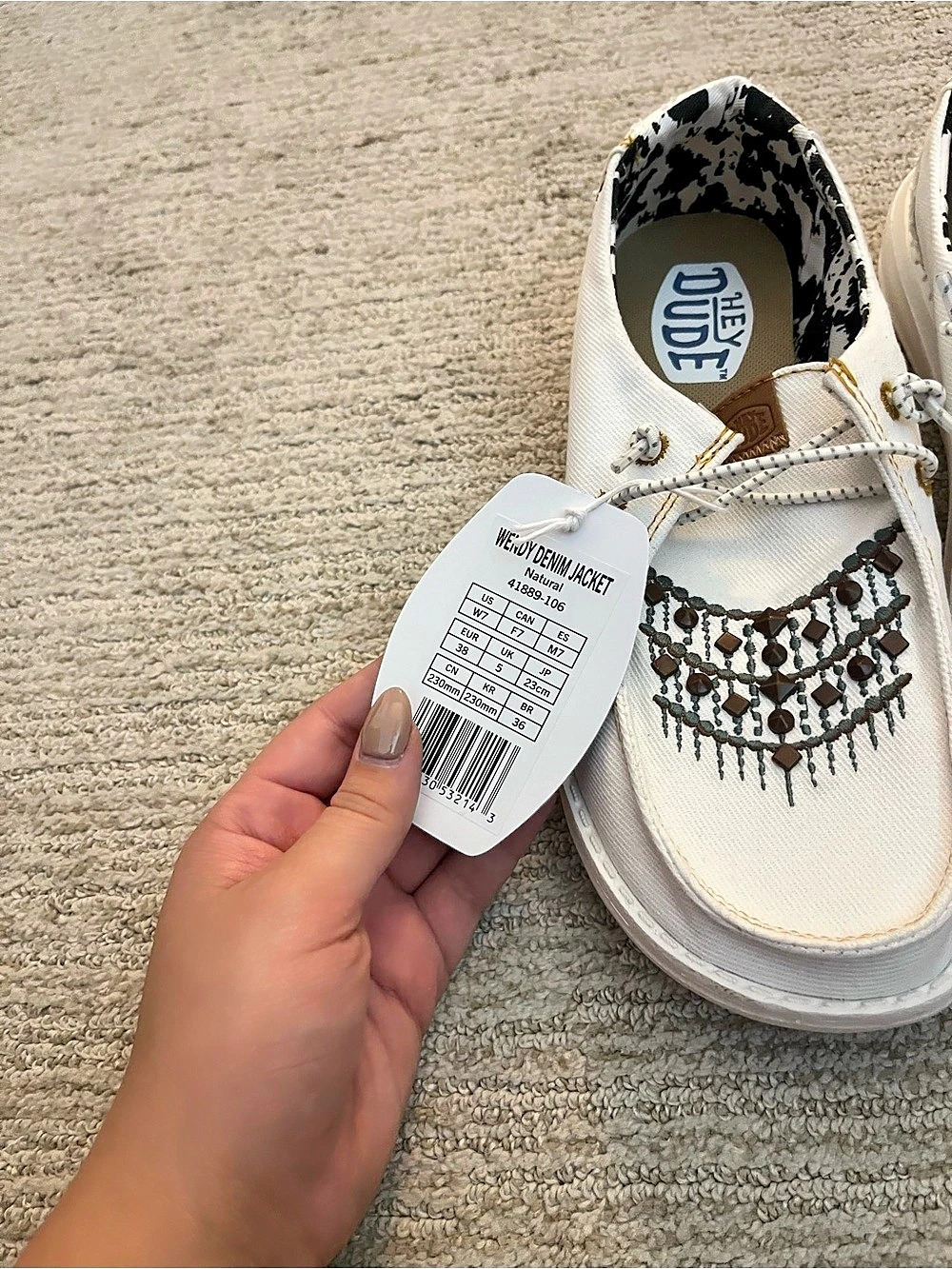 Hey Dude Wendy Funk Boho Sneakers White & Black US 7 - Picture 4 of 4
